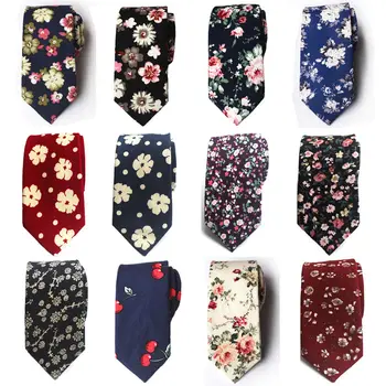 

Mens Floral Paisley Cotton Skinny 6cm Necktie Party High Quality Tie HZTIE0224