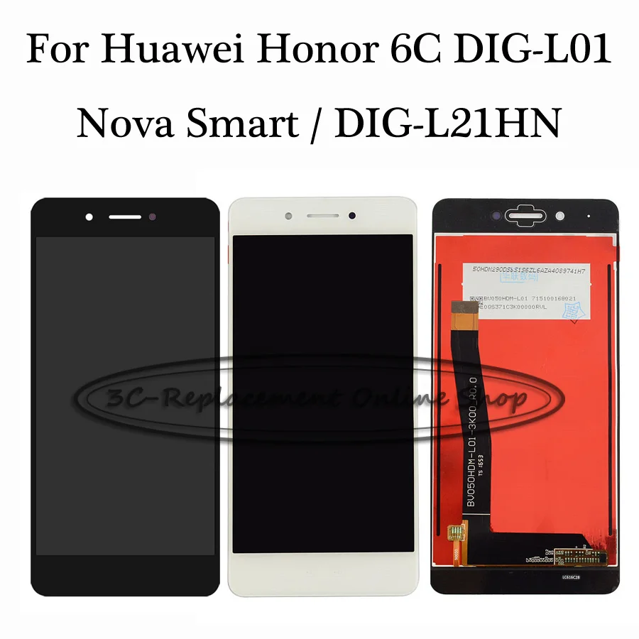 

Full LCD DIsplay + Touch Screen Digitizer Assembly For Huawei Honor 6C DIG-L01 / Nova Smart DIG-L21 DIG-L21HN New ; Test ok
