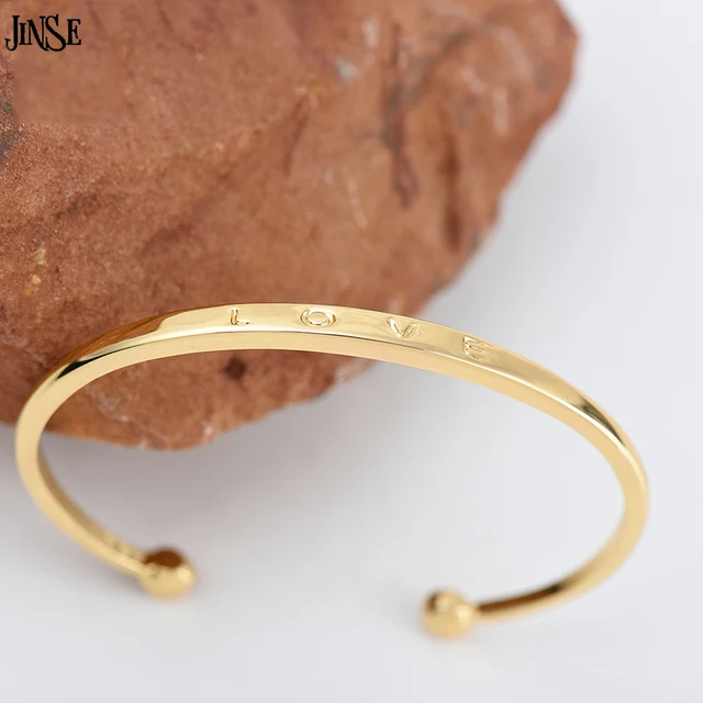 JINSE Haut de Gamme Galvanoplastie Alliage Bracelet Rose Or Hommes Et Femmes Couple Bracelet Gravé Anglais
