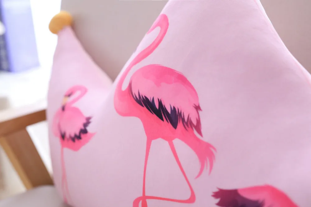 Фламинго изображение Корона Форма Подушка Мягкие животные Подушка Розовые Желтые шарики декоративные с принтом короны плюшевые подушки диван подушка на стул 80 см