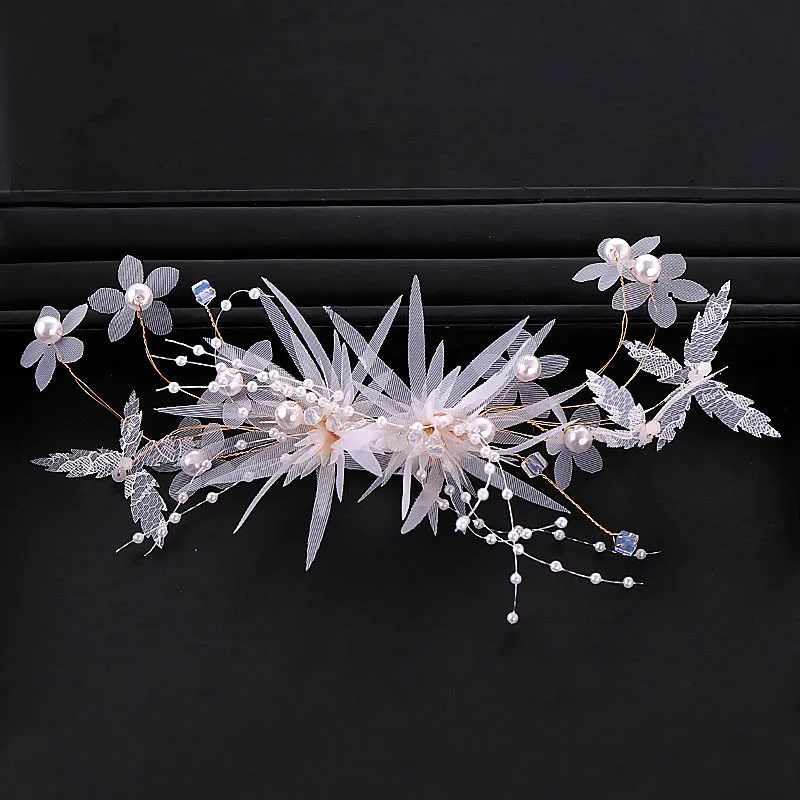 Sweet Korean Silk Yarn Flowers Handmade Bridal Hair Pins Headpiece Children's Performance Hairpin Tiara Headwear Hair Jewelry VL