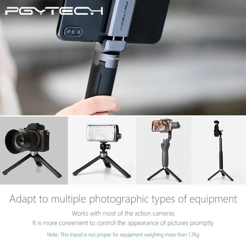 PGYTECH штатив с мини ручкой настольный для DJI OSMO Pocket 2 GoPro 9 8 экшн камеры 1/4 резьбовой