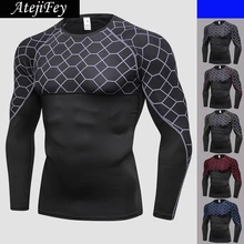 Компрессионная футболка мышцв, бодибилдинг, дышащая для пробежки тренировки, Мужская футболка для фитнеса, бега, быстросохнущие спортивные рубашки с длинными рукавами