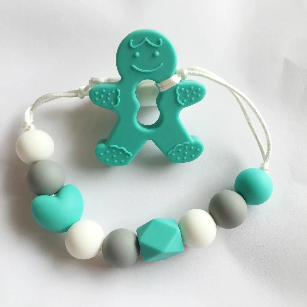 Gingerbread Man teether of Silicone Teething Pacifier Clip silicone