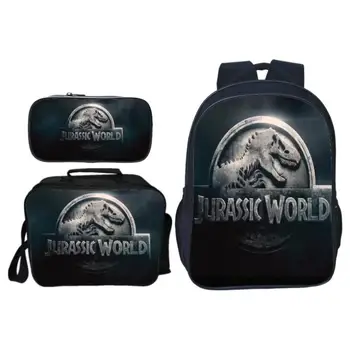 

3Pcs/Set Popular Fashion Animal Printing Jurassic World Children School Bags Dinosaur Boys Backpack for Kids Schoolbag for Girls