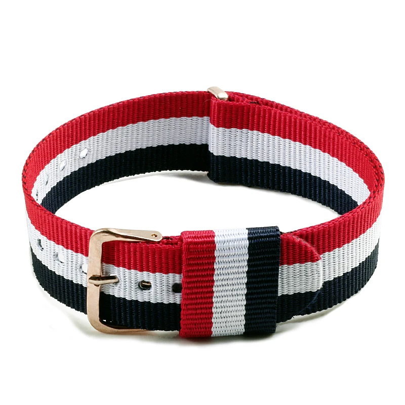 

20MM Unisex Striped Canvas Watchband Fashion Sport 6 Color Simple Nylon Buckle Men Women Wristwatches Strap Watchbands