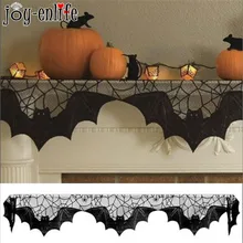 

JOY-ENLIFE 203x51cm Halloween Decoration Black Lace Spiderweb Bat Table Cloth Fireplace Cloth Ghost Halloween Party Supplies
