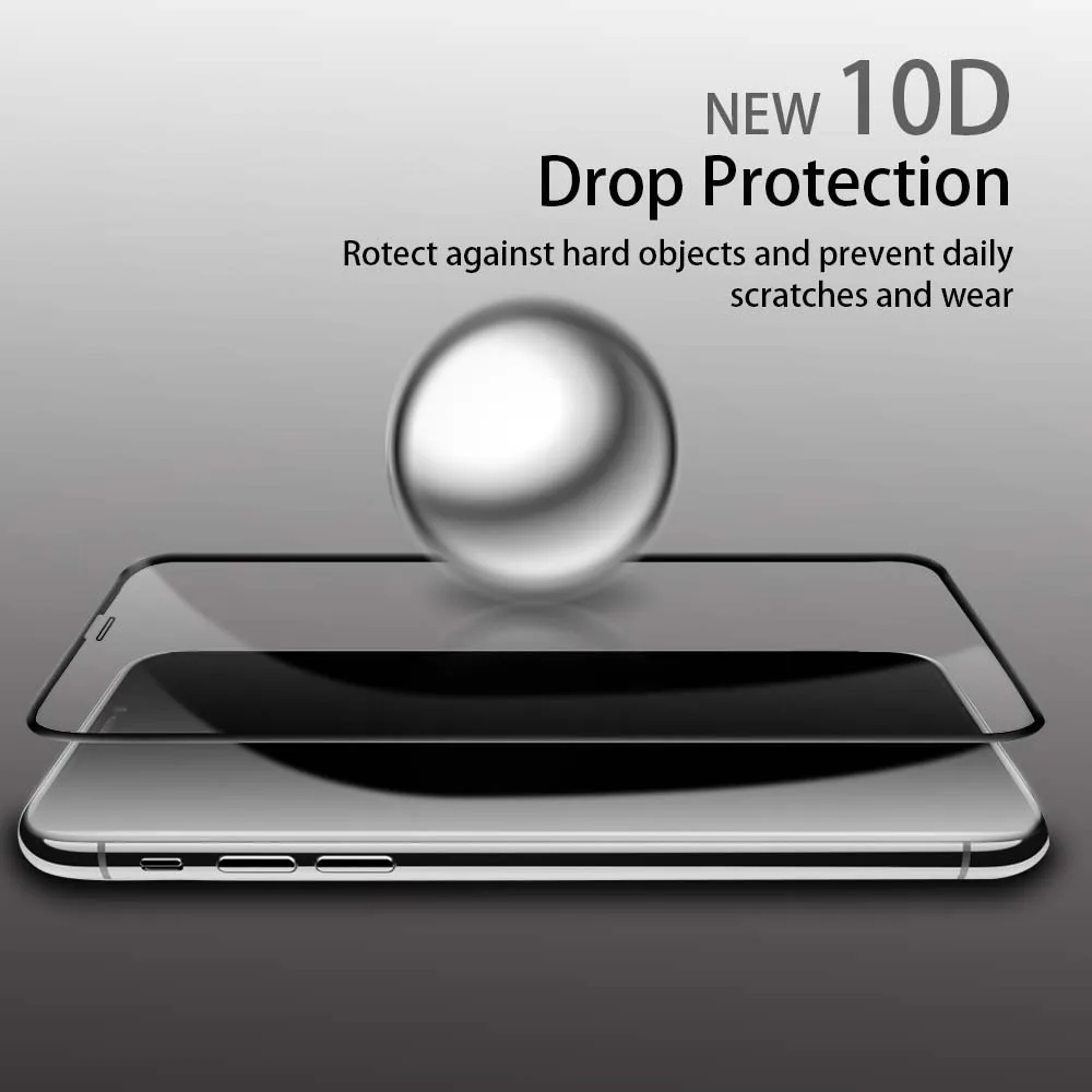 Закаленное стекло Ascromy 10D для Apple iPhone X XS Max XR 8 Plus 7 6 6s XSmax полное покрытие защита