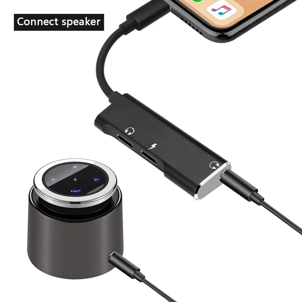 3 in 1 Charger Headphone Adapter for iPhone X 7 8 Plus iPad Aux Cable Connect to Dual Port +3.5mm Earphone Adaptador IOS 11
