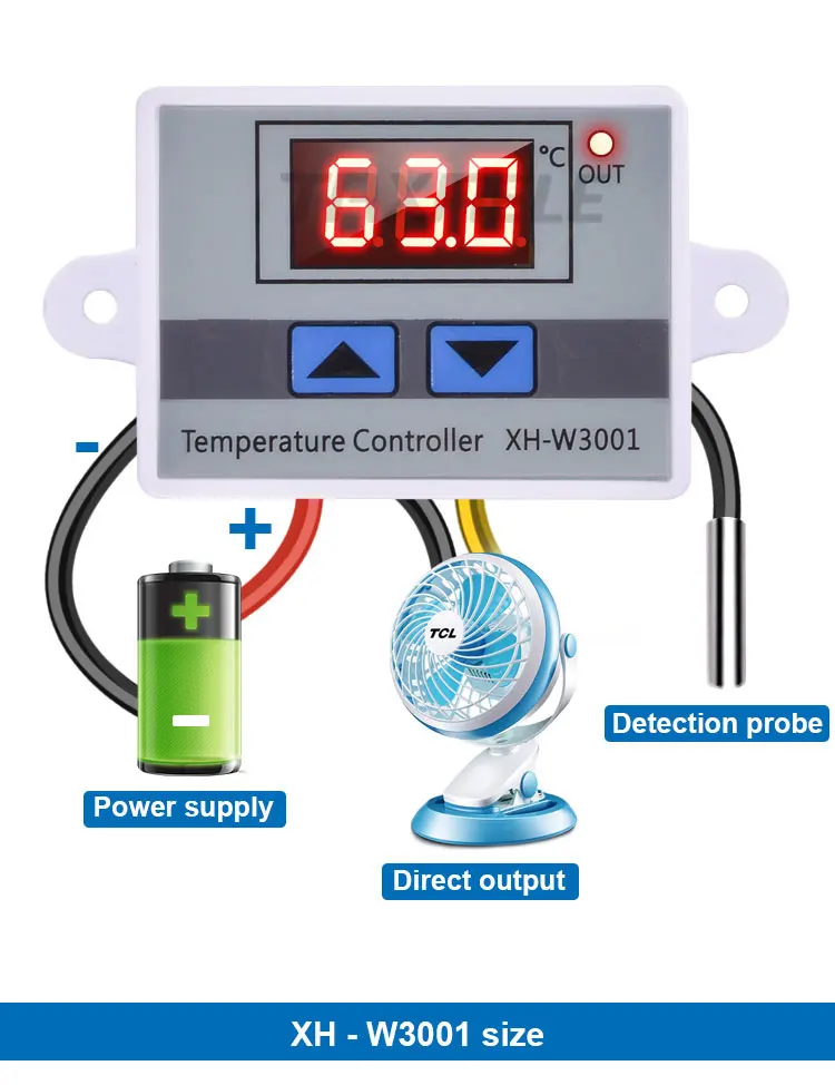XH-W3001 W3001 контроллер температуры цифровой микрокомпьютерный термостат переключатель Термометр Зонд Max 10A терморегулятор