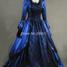 Пользовательские синий готический викторианской платье 18th века Платье Гражданская война платье костюм для Для женщин