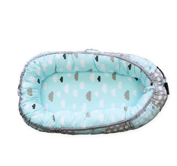850 г детская кроватка бампер 80 см длина дорожная кровать для детей младенческая кровать детская хлопковая Колыбель для новорожденных детская люлька портативная кроватка - Цвет: Light Blue