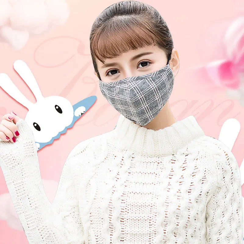 1 шт. модная решетчатая маска от пыли маска против загрязнения PM2.5 фильтр из активированного угля вставка многоразовая пыльца хлопковая маска для губ