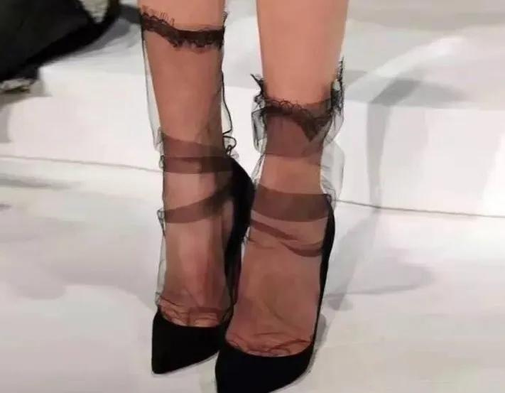 Кружевной блеск принцессы женские носки Модные сетчатые женские носки Harajuku мягкие женские смешная прозрачная эластичная чулочно-носочная изделия