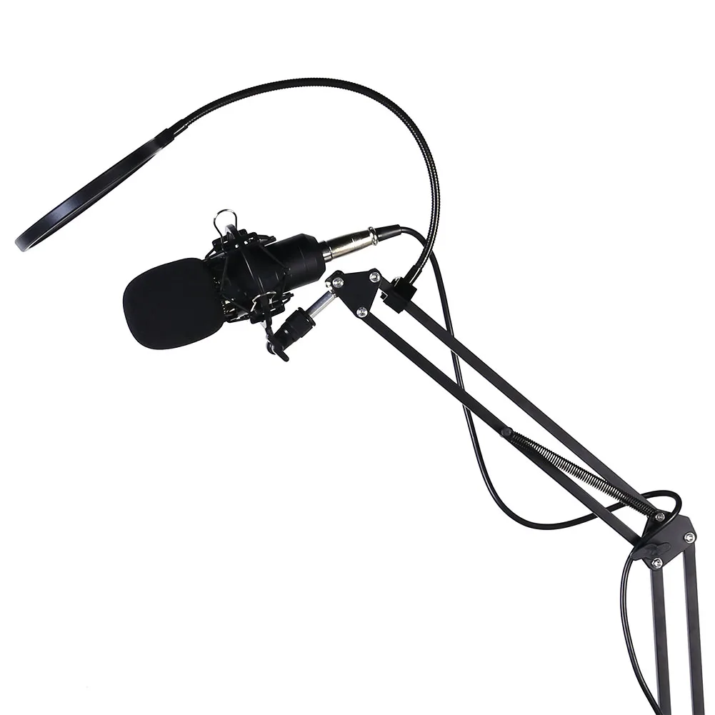 

BM-800 Broadcasting Microphone Cardioid Recording Condenser Microphone Large Diaphragm with Arm Stand Bracket for Karaoke