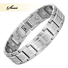 Vivari целебные мужские браслеты для здоровья для мужчин магнитное преимущество нержавеющая сталь серебряный цвет рельеф для артрита браслеты