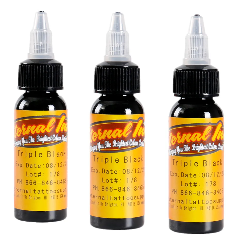 

New 10 bottles of 1oz black tattoo ink set body art 30ml / bottle professional beauty permanent makeup pigment accessories