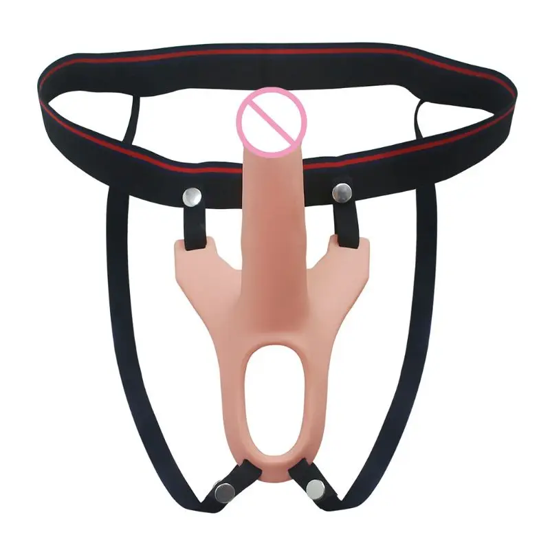 2 Sizes Realistic Strap on font b Dildo b font Silicone Hollow font b Dildo b