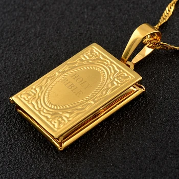 

Anniyo Holy Bible Box DIY Pendant Necklaces Women Gold Color Biblia Jewelry Christianity Judaism Catholicism Orthodox #139206