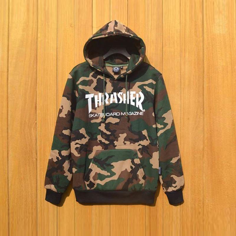 2017 Hombres Mujeres Pareja Thrasher Camuflaje Suéter