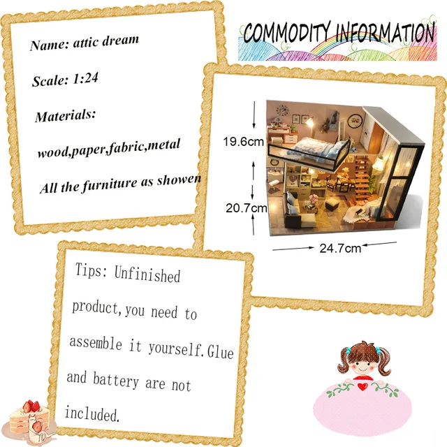 DIY Wooden House Miniaturas with Furniture DIY Miniature House Dollhouse Toys for Children Christmas and Birthday Gift TD16 2