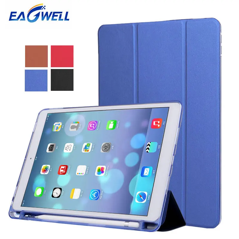 

PU Leather Case for Apple iPad 9.7 2017 2018 Smart Cover Flip Stand with Pen Holder Slot Tablet Protective Case for iPad Pro 9.7