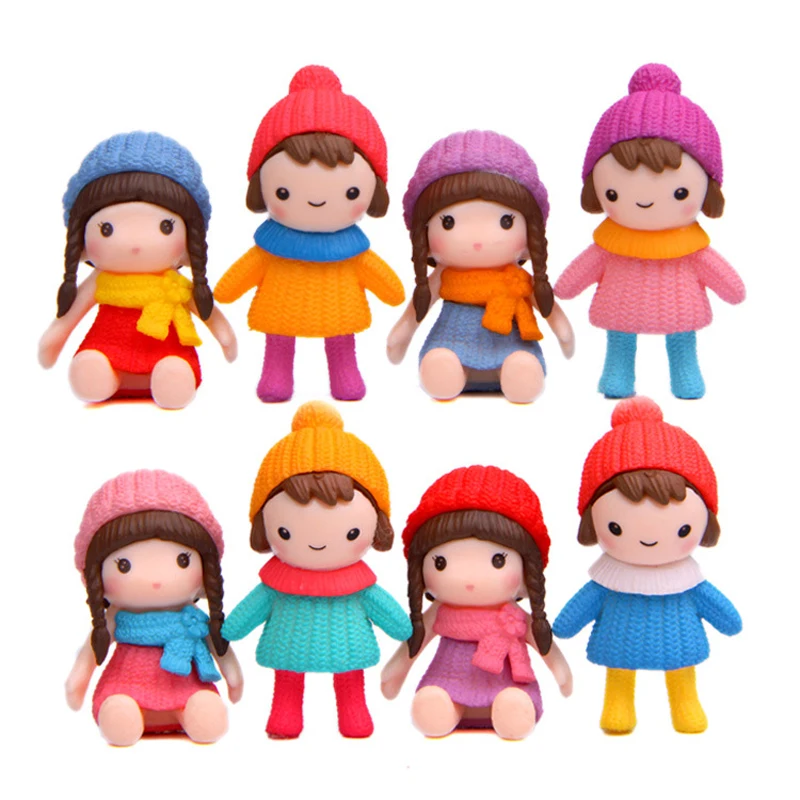 8 шт./лот DIY небольшой свежий шарф девушка Фигурки игрушки ПВХ Kawaii Девушка фигурку
