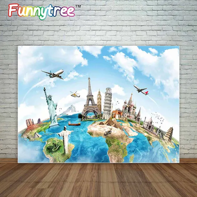 backdrop travel the world Famous architecture love wedding background Valentine's Day photography a photo studio backdrop vinyl
