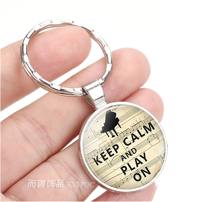 Брелок для ключей с цитатами Keep Calm and Play on ювелирное изделие пианино брелок ручной
