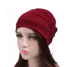Плиссированный пуловер колпак для химиотерапии шапки хедж красная однотонная шляпа женская повседневная женская обувь для девочек Европейский Американский купол