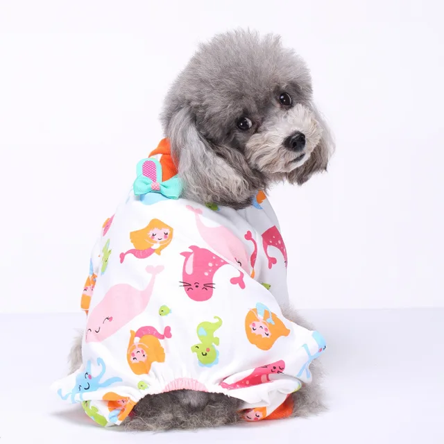 Pet Dog sleeping Clothes Winter Warm Jumpsuit Nightgown Cotton Pyjamas