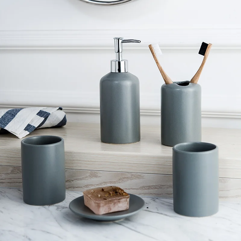 Nordic Brief Style Bathroom Set Ceramic Liquid Soap Dispenser