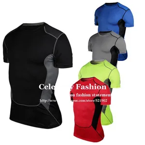 #1033 для мужчин мальчиков Спорт бег тренажерный зал компрессия мышц базовые слои под Топы Рубашки термальные футболки Топ Скины снаряжение носить жилет S-3XL - изображение