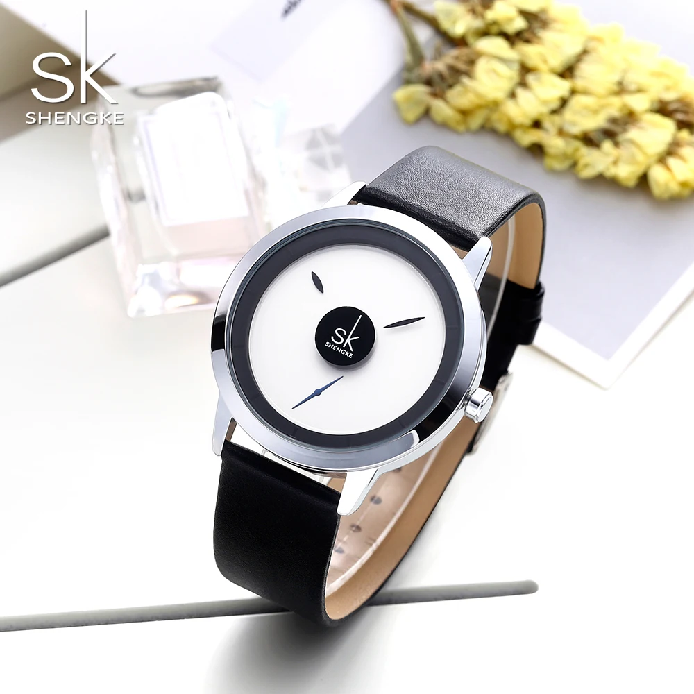 

Shengke Women Creative Watch Ladies Fashion Quartz Wrist Watch Rotate Dial Pointer Two Size Clock Montre Femme Reloj Mujer 2018