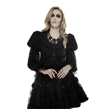 

Gothic Lolita Cute Puff Sleeve Coat Winter Punk Ladies Women Black Jacket Peter Pan Collar Slim Fit China Clothes