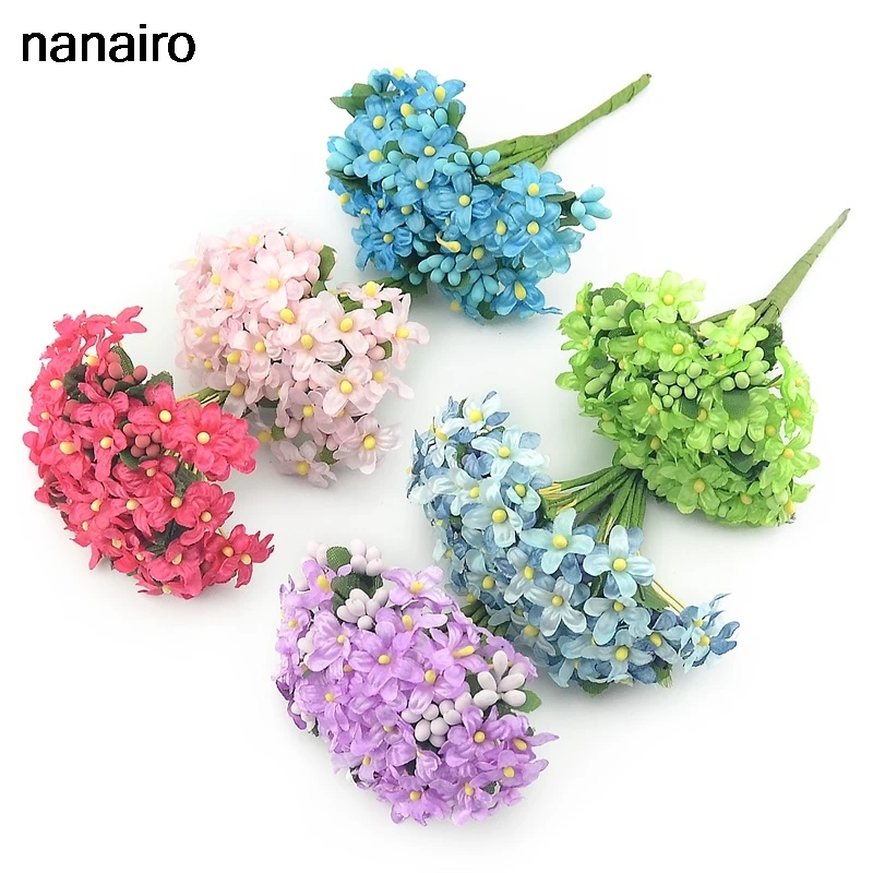 

Cheap 12pcs Artificial Simulation Plum Bouquet Wedding Decoration DIY Handicraft Accessorie Wreath Thin Flower Craft Gift
