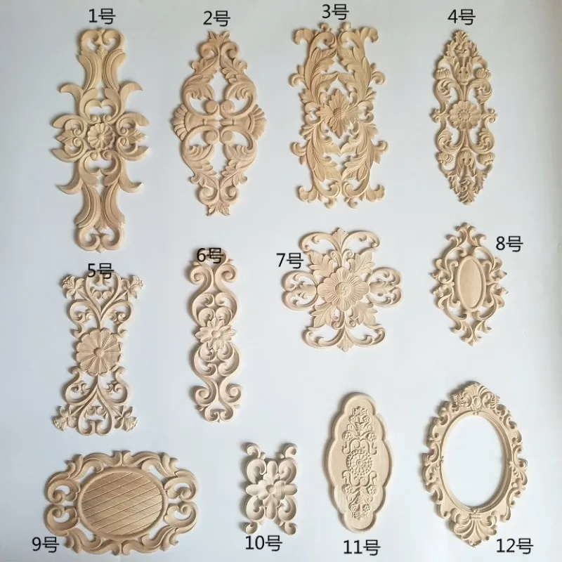 Новая Неокрашенная древесина, резная волнистая Цветочная наклейка, угловая аппликация для декора мебели для дома, декоративная деревянная длинная аппликация