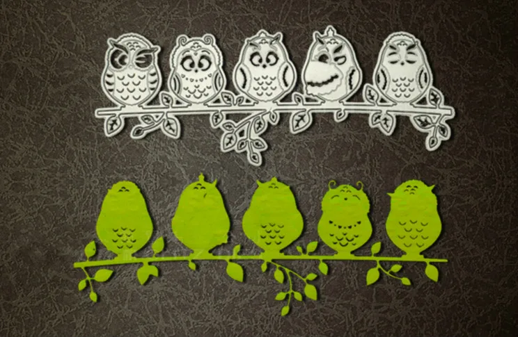 Metal animal four owls branch Cutting Dies Stencils for DIY Scrapbooking photo album Decorative Embossing DIY Paper Cards zfparty trees transparent clear silicone stamp seal for diy scrapbooking photo album decorative card making
