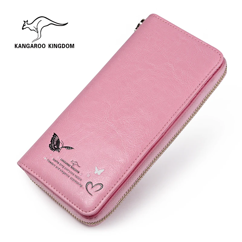 

KANGAROO KINGDOM fashion women wallets split leather lady clutch purse large capacity card holder wallet bag