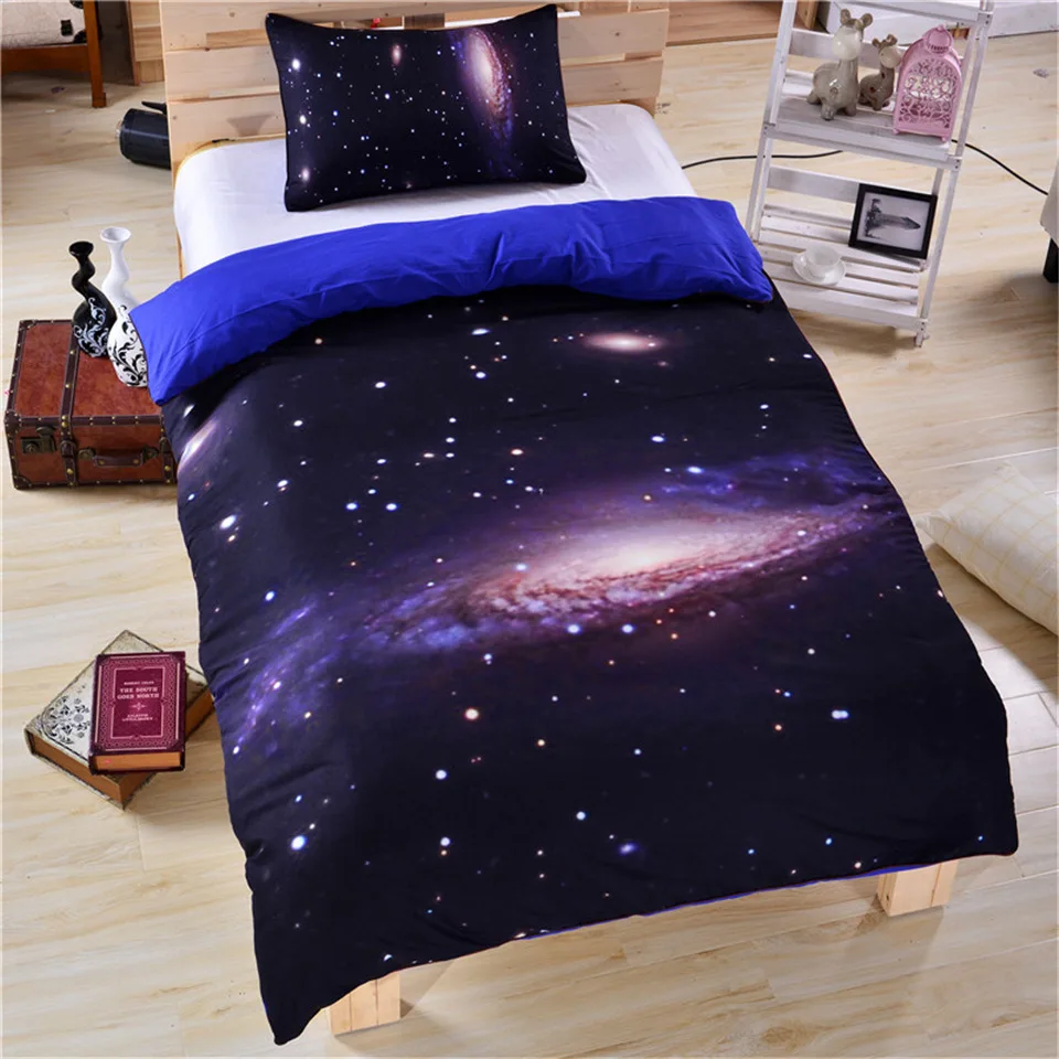3D Galaxy Облака звездное небо одеяло набор постельных принадлежностей для подростков Твин/королева размер пододеяльник простынь покрывало наволочка синий