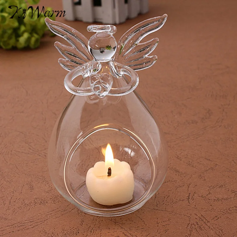 Image 1Pcs Angel Crystal Glass Candle Holder Hanging TeaLight Candlestick Clear Wedding Table Christmas Home Decor Friend Kid Gift