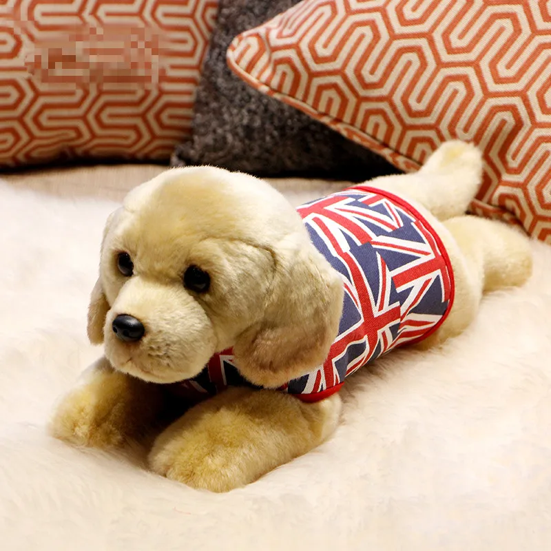 Dorimytrader cute simulation animal Labrador plush toy realistic animals dog stuffed doll kids and adult gift decoration 37x17x13cm DY50144 (1)