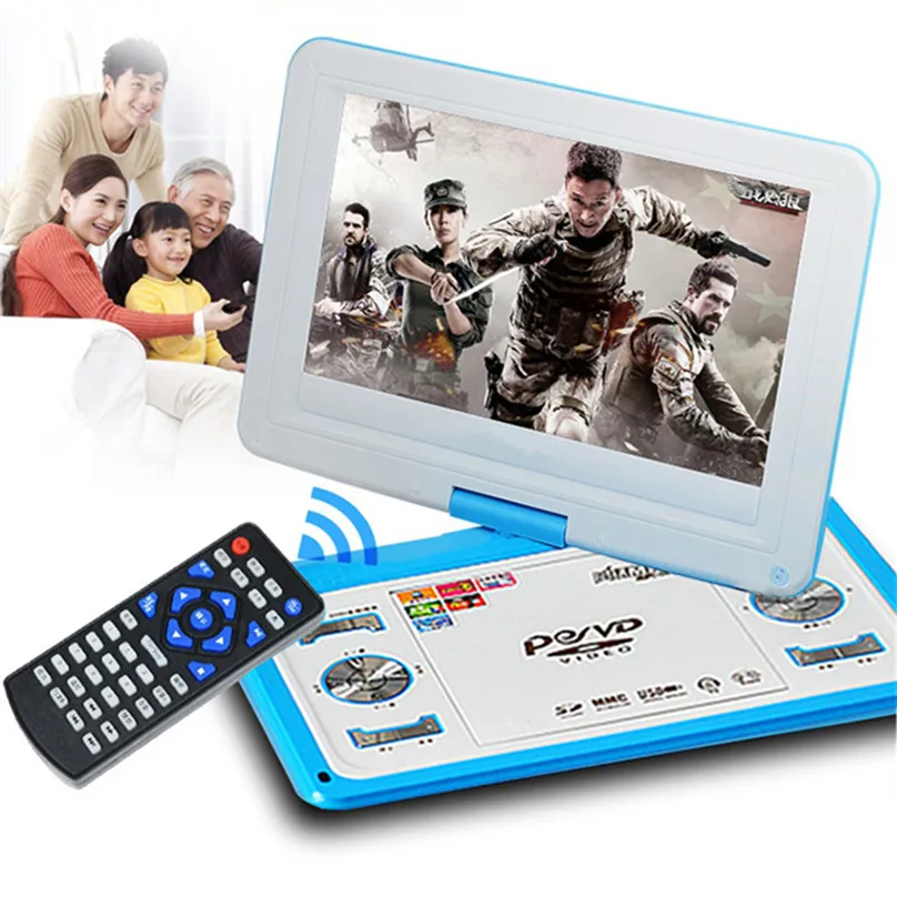 Портативный DVD плеер с большим HD экраном 14 дюймов поддержка карт и дисков MP3