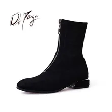DRFARGO Ankle Boots for Women Low Heel Front zip Boots Botines Mujer Faux Suede Low Heel Shoes Women Plus big size 34-43 1805 DRFARGO Ankle Boots for Women Low Heel Front zip Boots Botines Mujer Faux Suede Low Heel Shoes Women Plus big size 34-43 1805