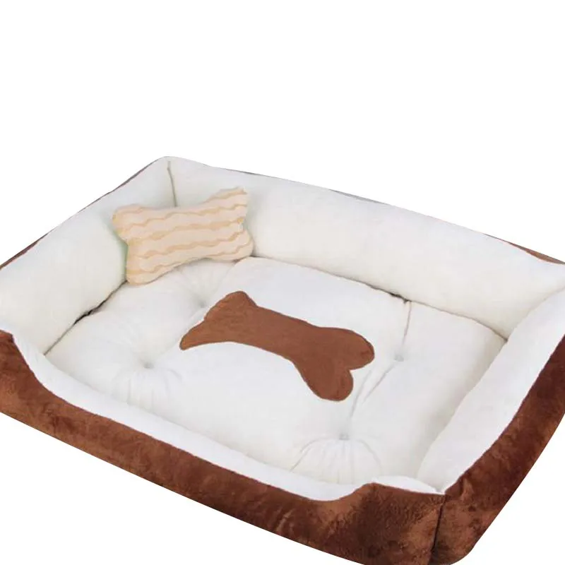 Прямоугольная ортопедическая кровать для собак и кошек, мягкий прочный диван из пеноматериала с костным принтом