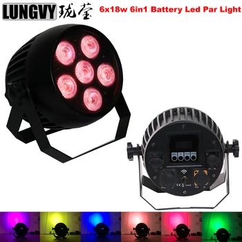 

Free Shipping 6x18w RGBWA+UV 6in1 Rechargeable Battery Powered Wireless 2.4G Wireless DMX LED Par Wedding Up Lightings