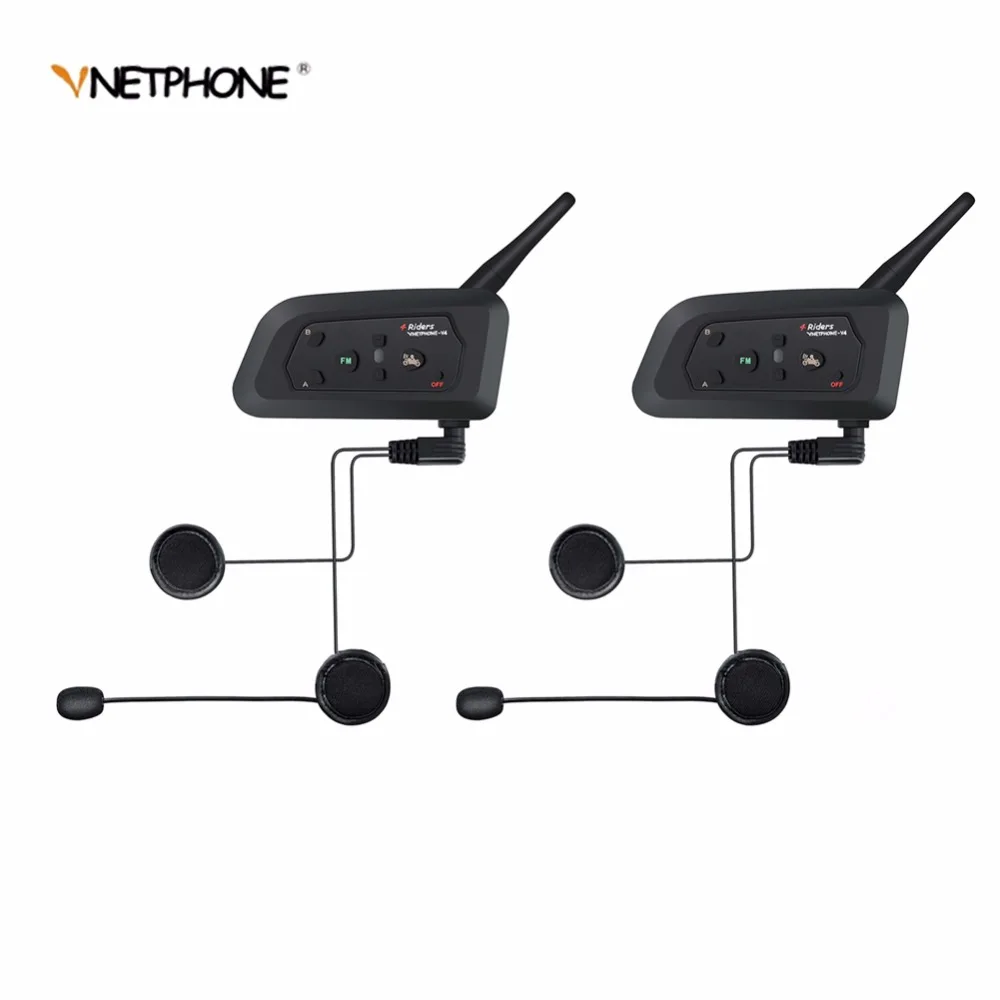 

2pcs VNETPHONE V4 Motorcycle Accessories Bluetooth Helmet Intercom Headset for 4 Riders Waterproof Support Smartphone FM Radio