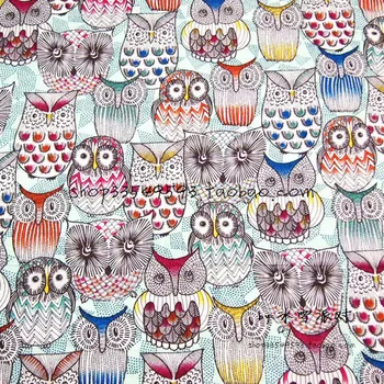 

130*50cm1pc Fashion Owl Fabric 100%Cotton Fabric Telas Patchwork Owls Printed Fabric Sewing Material DIY Baby Clothing Quilting