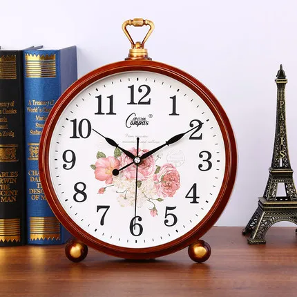 Большие настенные часы для гостиной, европейские ретро настольные часы, современные креативные бесшумные часы - Цвет: 31x26X22.5x50cm C