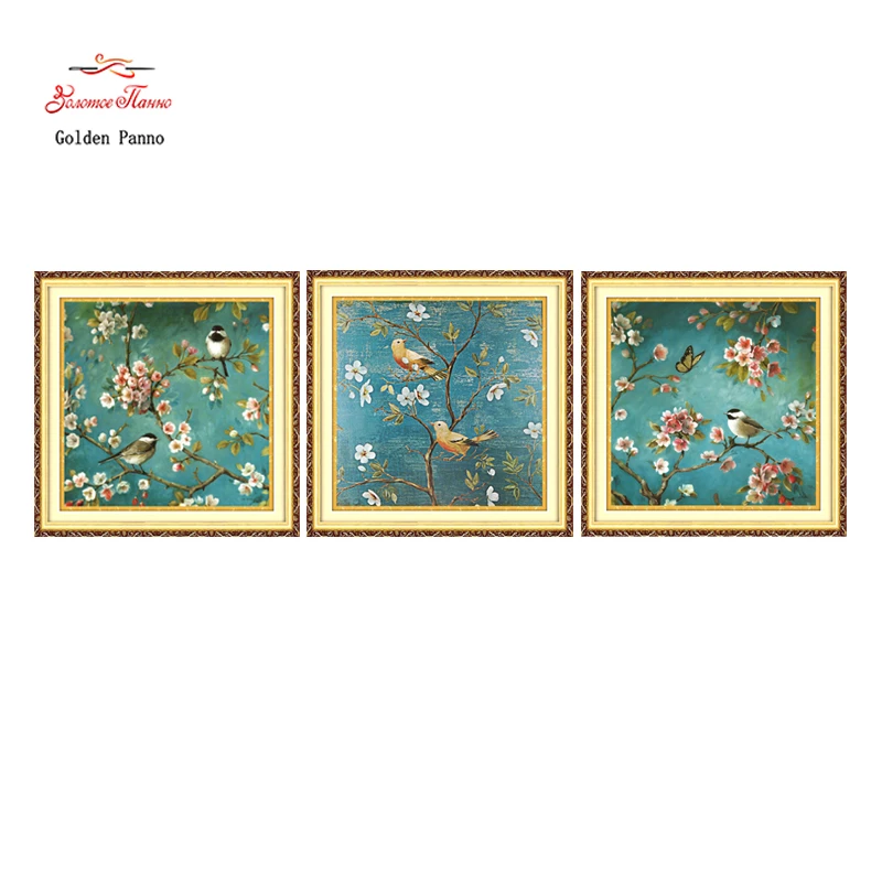 

Needlework,DMC DIY cross-stitch,Full embroidery kits,Plum blossom Birdie patterns chinese cross stitch printed on canva 11
